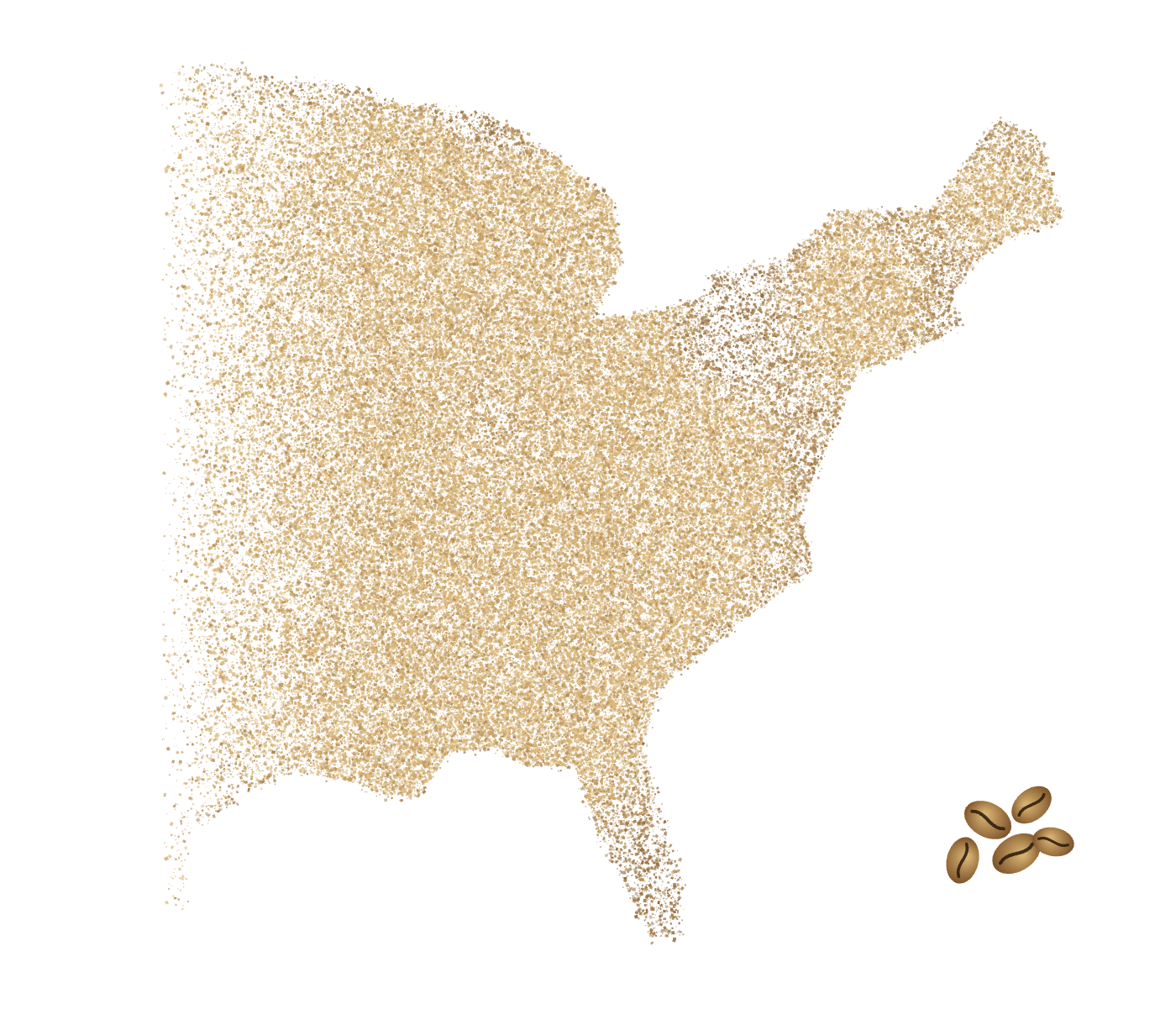 The eastern United States drawn in coffee grounds
